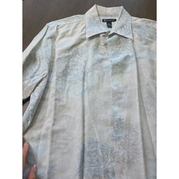INC International Concepts men size XL long sleeve button up Blue floral linen - Picture 5 of 16